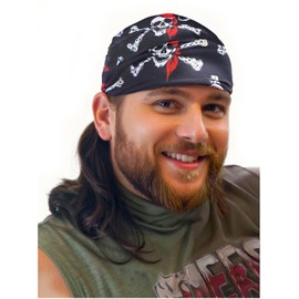 Cariniss Mullet Wig for Men,Mullet Costume Wig Pirate Hat, One Size (Black)