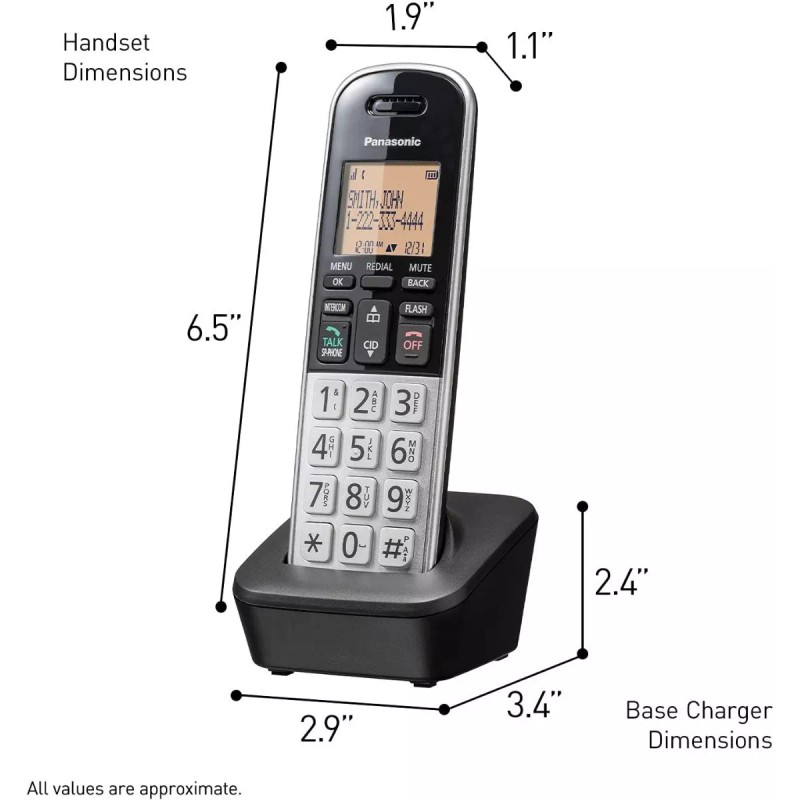 Panasonic Teléfono Inalámbrico Compacto Panasonic Con Bloqueo Llamadas Color Plateado