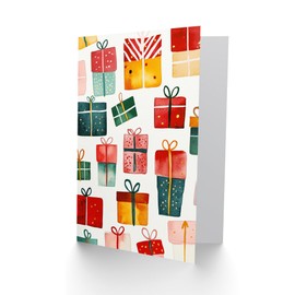 Wee Blue Coo Colourful Presents Festive Gifts Fun Xmas Art Blank For All Christmas Card