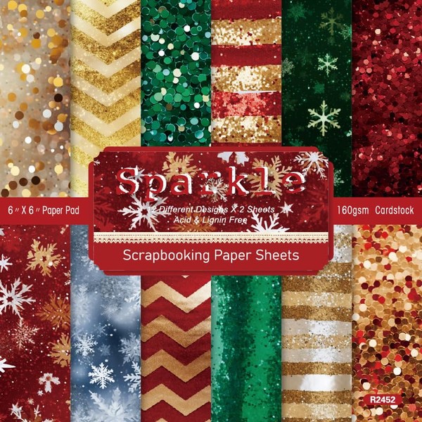 Sparkle Merry Christmas Scrapbook, DIY Album Scrapbook Paper, Greeting Card