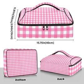 ElliTarr Casserole Carriers for Hot or Cold Food Reusable Casserole Dish Carrier Insulated Thermal Food Carrier Lasagna Holder Lugger Tote Potluck Containers for Travel Picnic Party Pink Plaid
