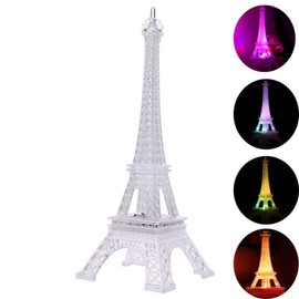 Colorful Eiffel Tower Night Light,7 Colors LED Lamp Paris Fashion Style Acrylic Decoration ,5 inch