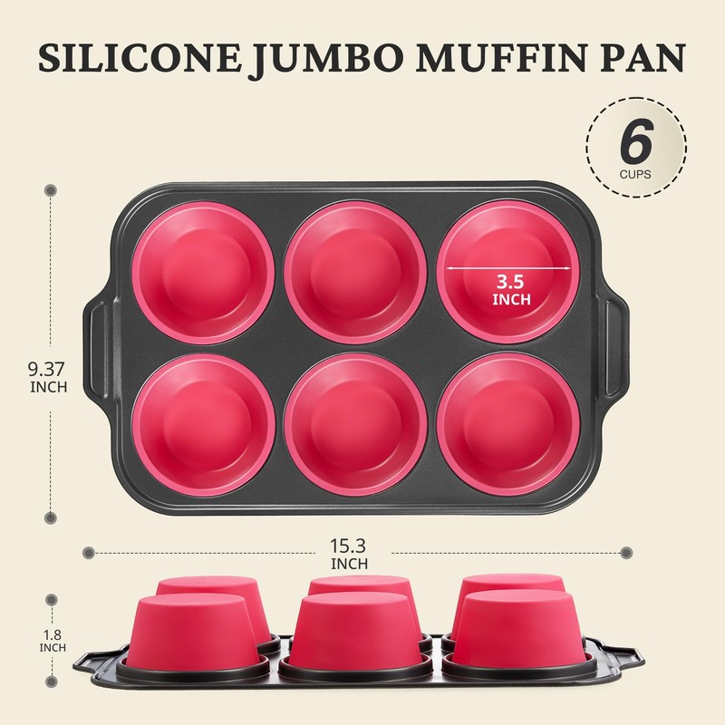 BRONYPRO Jumbo Silicone Muffin & Cupcake Pan for Baking with