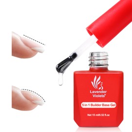 Lavender Violets 15ml Builder Nail Gel, 5-in-One Clear Builder for Nails, LED Lamp Cured Color Base Coat Strengthener Thickening Extension Rhinestone Glue Gel Polish for DIY Home Salon Gifts A104