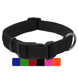 DEY - Premium Hundehalsband Air Mesh | Verstellbar | für Kleine, Mittelgroße u. Große Hunde | viele Farben u. Größen | Halsband Hund Katzen | Hunde-Halsbänder | Welpen-Halsband | Schwarz, XS