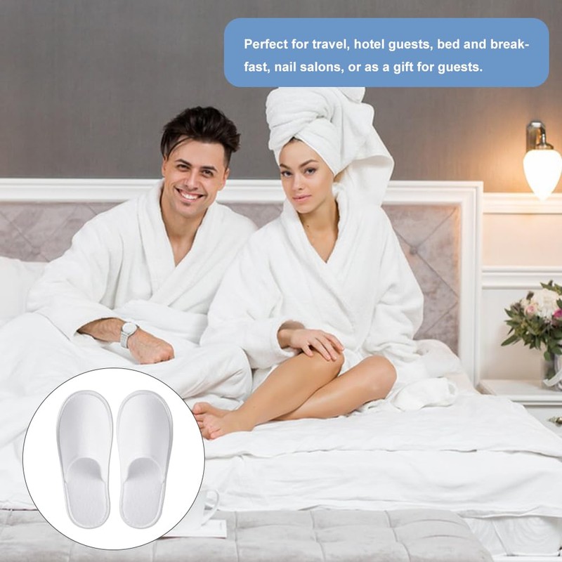KARELLS Disposable Slippers, Guest Slippers, White Terry Slippers, Hotel Slippers,