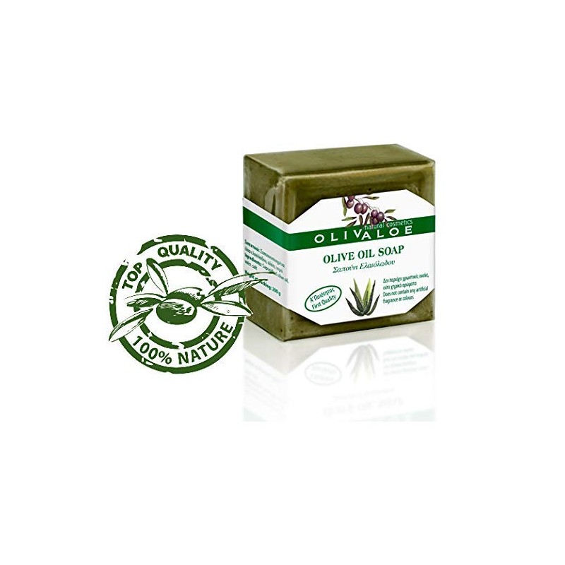 OLIVALOE 00196 Handmade Traditional Olive Oil Soap 200 g, Natural