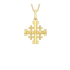 Carissima Gold Women's 9ct Yellow Gold Jerusalem Cross Pendant Necklace of 45.72cm