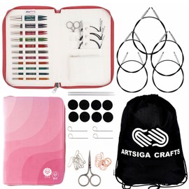 KnitPro Dreamz Regal Set 4 inch Circular Knitting Needles Size 2.5, 3, 4, 5, 6, 7, 8, 9, 10, 10.5, 11 with 5 Cables, 8 Caps, 4 Keys, 2 Connectors, Fabric Case with Project Bag