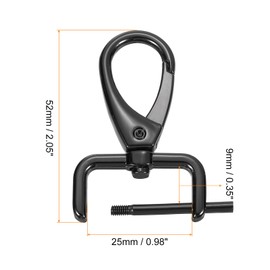QUARKZMAN Pack of 2 Carabiner Hooks 25 mm (1 Inch) D Ring Removable Carabiner Key Ring Metal Carabiner Claw Clasp Hook with Swivel Joint with Screwdriver Black