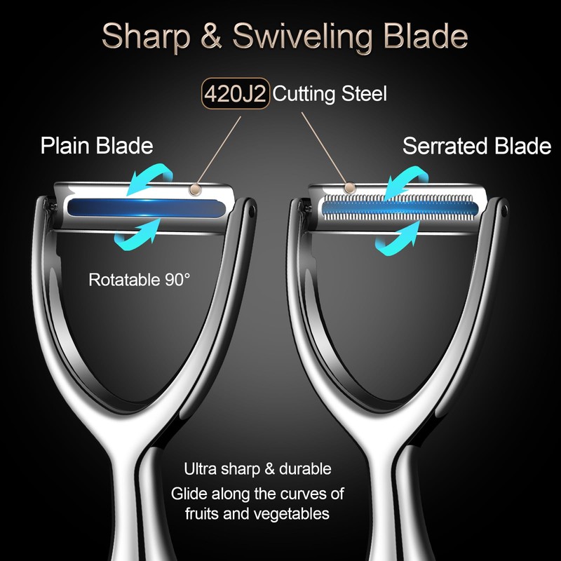 JINGTOO Premium Vegetable Peeler Stainless Steel, Ultra Sharp Peelers for
