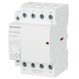 Wengart Compact AC Contactor WCT-50, 2NO2NC AC230V 50A, Built for Durability, Whisper Quiet Operation, Energy Saving, with Additional Functions for Home Appliances, White