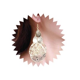 Inilbran Boho Teardrop Dangle Drop Earrings Vintage Filigree Water Drop Earrings Tribal Chandelier Statement Earrings Gold Hollow Carved Earrings Jewellery for Women and Girls, Alloy Steel