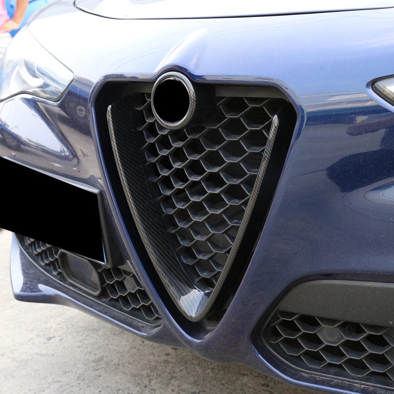 carpart2021 Carbon Fiber ABS Front V Shape Grille Trim Fit
