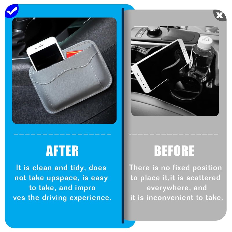 Couslcd Car Seat Side Storage Pocket, Small Organizer,PU Leather Multifunctional