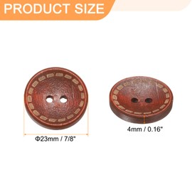 HARFINGTON 30pcs 36L Wooden Sewing Button 7/8"(23mm) 2 Holes Wood Round Craft Replacement Buttons for Sewing Clothing Pillow DIY Crafts Decoration, Red Brown