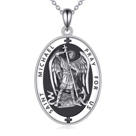 AXELUNA St Michael Necklace 925 Sterling Silver Archangel Michael Pendant Faith Jewelry Gifts For Men Women