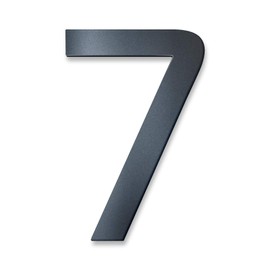 Metzler House Number in Anthracite RAL 7016, Fine Structure Powder-Coated in Anthracite Grey, Includes Mounting Material, Solid Steel, Bauhaus Font, Height 20 cm, Number 7