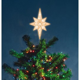 LAMPHOME 12" 11LED Lighted Christmas Tree Topper, Warm White Bethlehem Star Treetop, Star Christmas Tree Topper