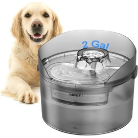 NPET Dog Water Fountain,270oz/2Gallon/8L Anti Splash Automatic Pet Drinking Fountain Super Quiet Water Feeder with Replacement Filters Easy to Clean