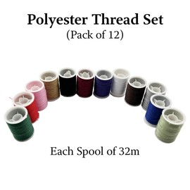 Polyester Thread Set – 12 Pack (32m Each) | Multi-Colour Sewing Thread for Hand & Machine Stitching