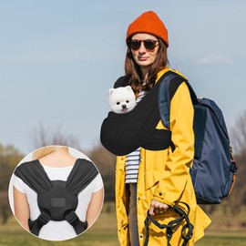 Wzhtuzi Dog Carrier, Soft Dog Bag, Hands-Free Dog Carrier, Puppy Bag with Adjustable Strap, Free Hands, Flexible Dog Carrier for Puppies (Black M)