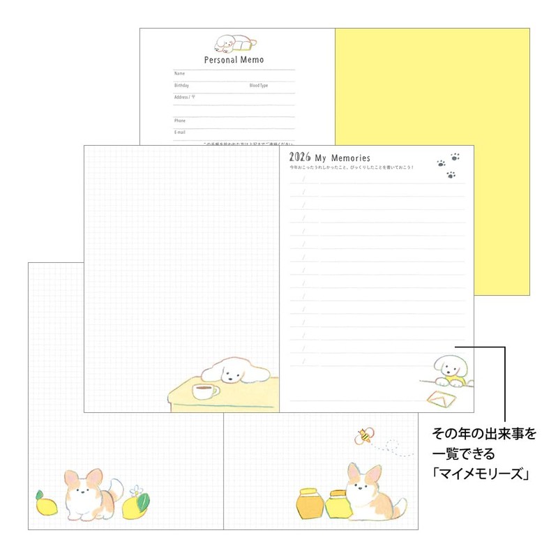 Midori Pocket Diary Planner 2026 A6 Weekly Dog Pattern 22366006