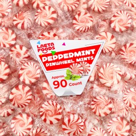 Peppermint Pinwheel Starlight Mints Hard Candy (1 Pound Bag - Approx. 90 Count)