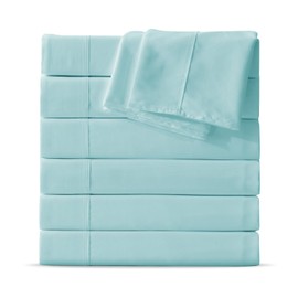 Maple&Stone Full Flat Sheet 6 Pack,Premium Soft & Breathable,Brushed Microfiber Fabric,Anti-Shrinkage & Non-Fading,Bulk Flat Sheets Only Full Size(Light Blue)