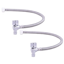 Faucet Connector Kit - 1/2"PPEX Ang x1/2"FPT x 20" Long, F1960 PPEX (EXP) LF DZR Brass Shut off Valve with 20" Length SS Hose Riser Set for Faucet or Sink -LD (2-Pack)