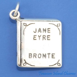 Dakota West Jane Eyre by Charlotte Bronte Book Novel 3D 925 Solid Sterling Silver Charm Jewelry Making Supply Pendant Bracelet Crafting