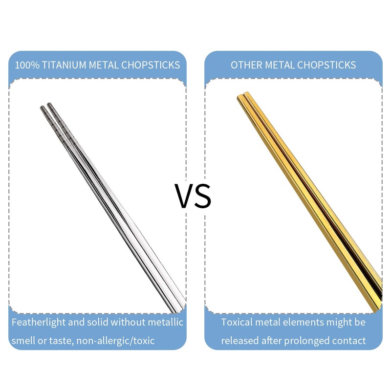Tibitdeer Titanium Chopsticks, 2 Pairs 9 Inch Reusable Dishwasher Safe