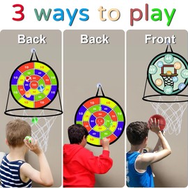 Velcro Ball Dartboard, Double-Sided Throwing Game, Dartboard for Children with Basketball Stand, Indoor and Outdoor Throwing Game, Party Games for Children, Children's Gifts Toy for Ages 3 and Up