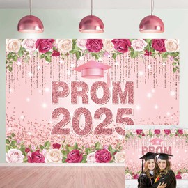 Pink Rose Gold Prom 2025 Graduations Backdrop Class of 2025 Congratulate Graduation Background 2025 Congrats Grad Photography Backdrop (Pink, 8x6FT: 96x72 inch)