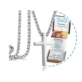 THEMEROL Gifts for Dad Father's Day Gifts From Daughter Fathers Gifts Cool Birthday Gifts for Dad Who Wants Nothing Best Dad Ever Cross Necklace for Men Chain Necklace Valentines Easter Christmas