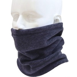 [Dhana Style] 2-Way Neck Warmer, Fleece Scarf, Headband, Cold Protection, Windproof, Cap, Hat, Neck, Gaiter, Face Mask, Face Guard, Vintage Heathered Pattern, Unisex Type: Q-MBL, Midnight