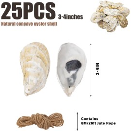 25PCS Flat Oyster Shells for Crafts with Drilled Holes & Jute Rope Concave Oyster Shells OrnamentsColor: White 25PCS Concave Oyster Shells with Holes 3-4 Inch, Size: 25PCS Concave Oyster Shells with Holes 3-4 Inch