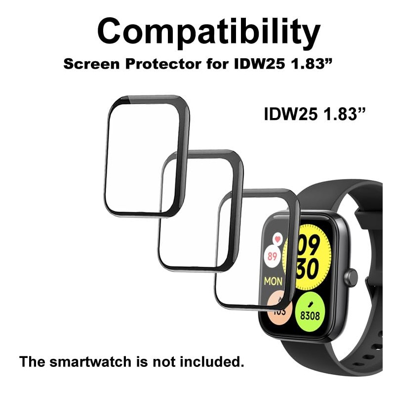 3D Screen protectors Compatible with IDW25 1.83” KALINCO Smart Watch,