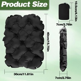 Inflatable Camping Seat Cushion, Waterproof Air Cushion, Ultralight Outdoor Seat Mat, Portable Travel Cushion, Foldable Travel Seat Cushion for Beach, Hiking, Fishing, Boating, Home and Office (Black)