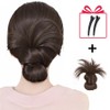 VELNIO Clamp-type thorn bun low bun ponytail wig, rich natural volume up-style hairpiece, 1 piece, light brown / VELNIO 집게형 가시번 로우번 똥머리 가발 풍성한 자연볼륨 업스타일 헤어피스, 1개, 라이트브라운