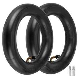 (2 Pack) Heavy-Duty 10X2.125 Replacement Scooter Inner Tubes 10" x 2.125 45 Degree Bent Valve for Electronic Scooters, Includes Extender Valves