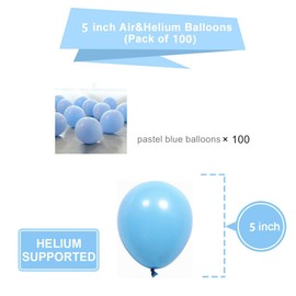 5 inch Pastel Blue Party Balloons, 100 pcs Mini Macaron Blue Latex Balloons for Birthday Wedding Baby Shower Decorations (Pastel Blue)