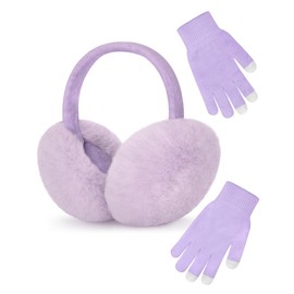 YSense Winter Earmuffs Ear Warmers for Women Fur Adjustable Foldable Ear Muffs Gloves White Earmuffs Gifts