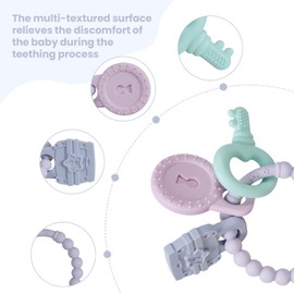 Baby Teething Ring with Keys Teether Toy,Food Grade Silicone Chew Toys for 3-6,6-12,12-18 Months Newborns,Infants,Toddlers Teething Relief,Safe and Soft,BPA Free,Baby Essentials.(Gray)
