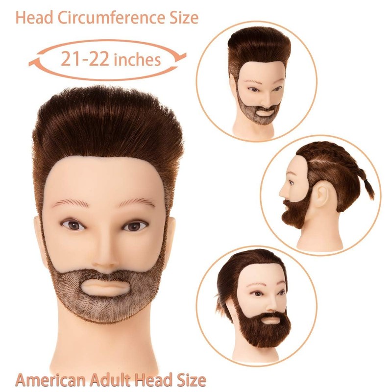 Mannequin Head Human Hair, Brown Hair, Barber Mannequin Head Male,