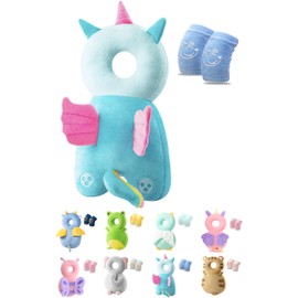 JEJA Baby Head Protector Backpack and Baby Knee Pads for Crawling, Adjustable Head Back Protection Safety Pads for 4-24 Months Toddler Baby Walking, Angel