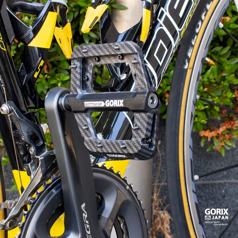 GORIX Bicycle Pedal, Flat Pedal, Reinforced Nylon Material, Wide Tread,