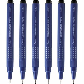 Pilot Set of 6 Felt Tip Pens Drawing Pen 08 Black Size of Pre-Drawn 0.80 mm