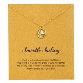RZKING Friendship Gifts for Women, Charm 14k Gold Sailboat Necklace Beach Jewelry for Women (Sailboat)