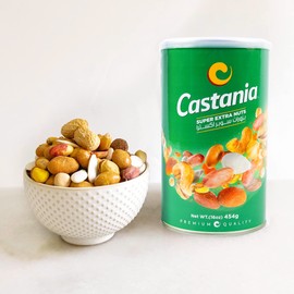 Castania BBQ Lebanese Mixed Nuts, Super Extra Mix with Pistachios, Almonds, Cashews, Hazelnuts, Peanuts, Pumpkin Seeds, Corn, and Chickpeas, 16oz (Pack of 4)